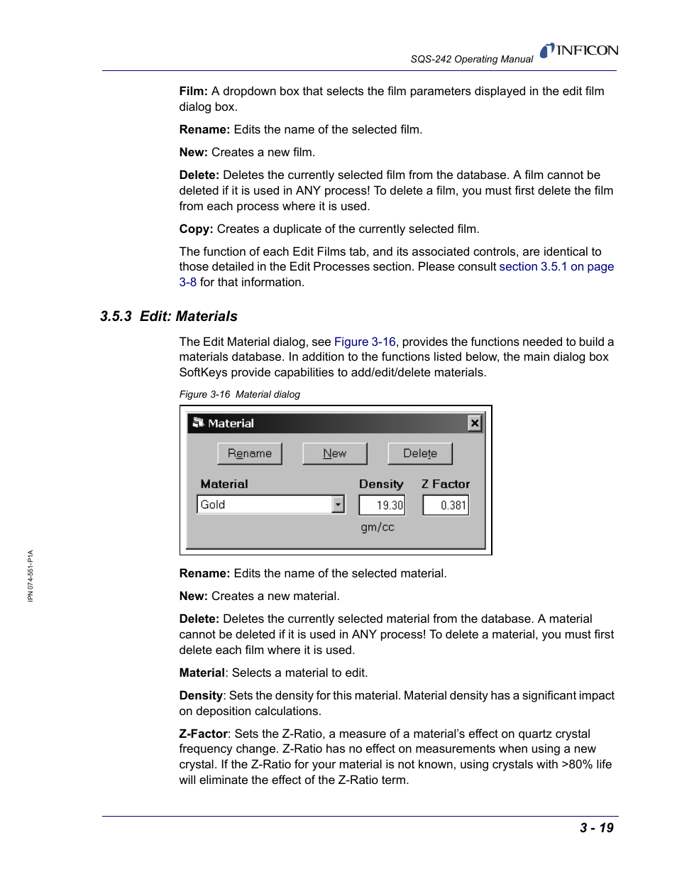 3 edit: materials | INFICON SQM-242 Thin Film Deposition Controller Card Software Operating Manual User Manual | Page 49 / 84