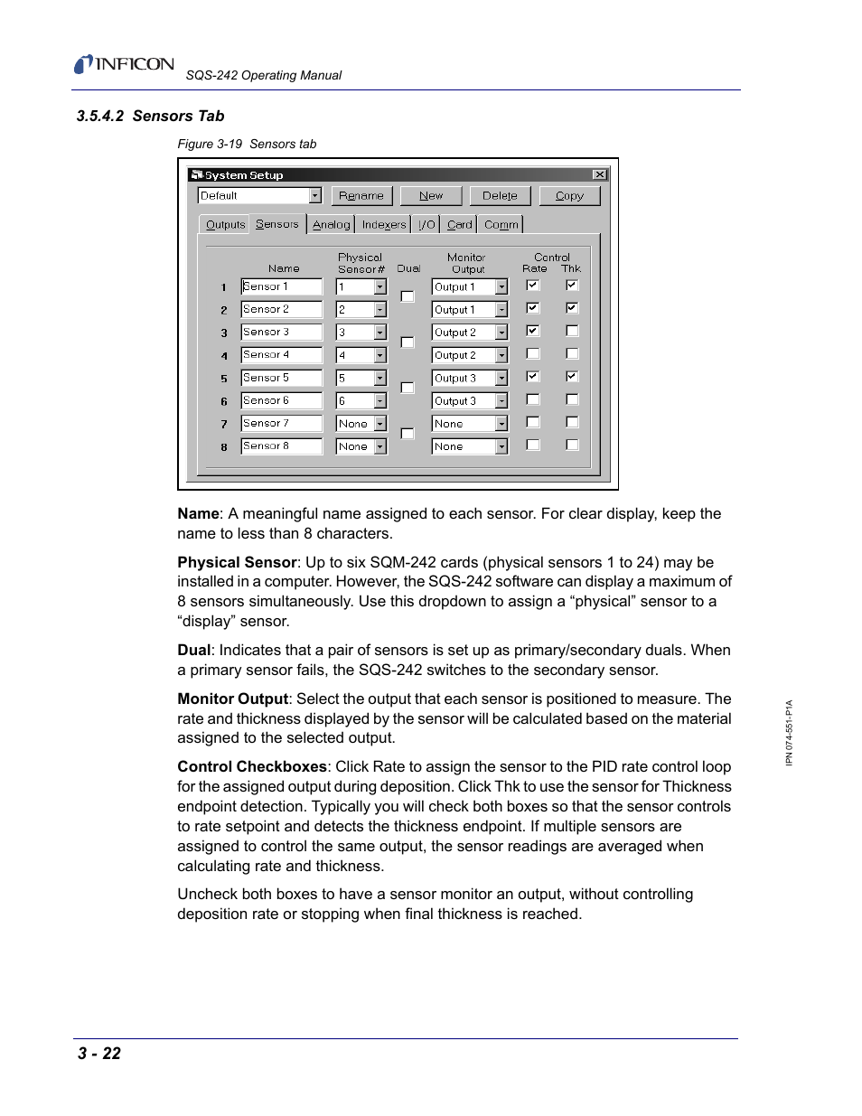 2 sensors tab | INFICON SQM-242 Thin Film Deposition Controller Card Software Operating Manual User Manual | Page 52 / 84