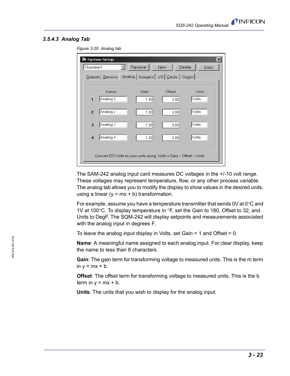 3 analog tab | INFICON SQM-242 Thin Film Deposition Controller Card Software Operating Manual User Manual | Page 53 / 84