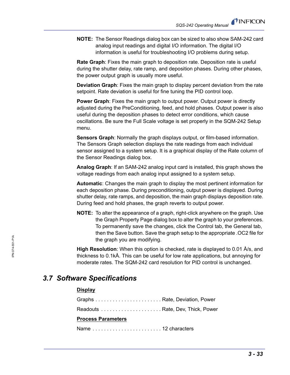 7 software specifications | INFICON SQM-242 Thin Film Deposition Controller Card Software Operating Manual User Manual | Page 63 / 84