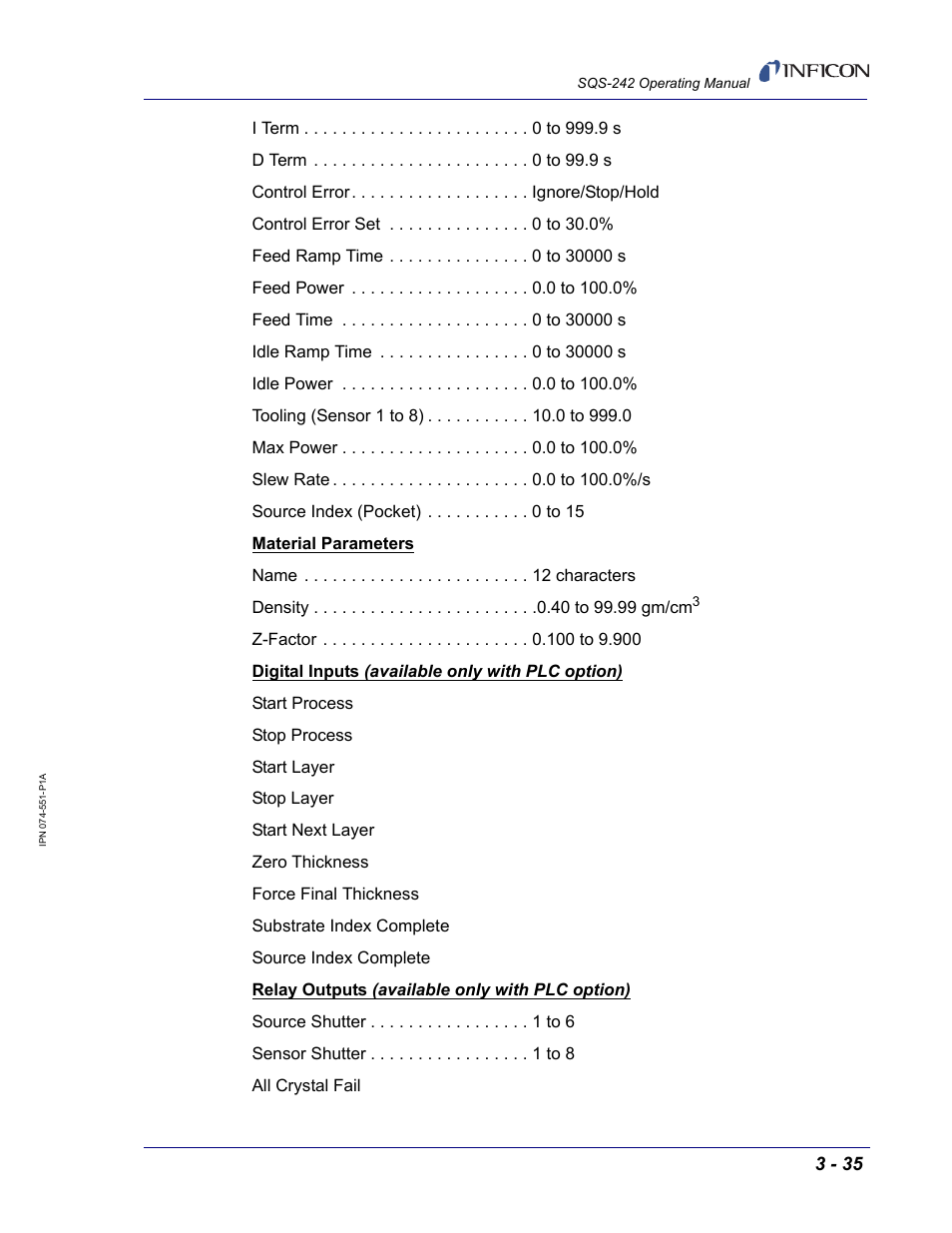 INFICON SQM-242 Thin Film Deposition Controller Card Software Operating Manual User Manual | Page 65 / 84