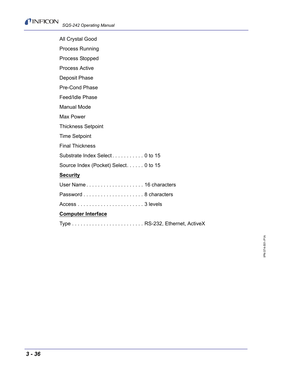 INFICON SQM-242 Thin Film Deposition Controller Card Software Operating Manual User Manual | Page 66 / 84