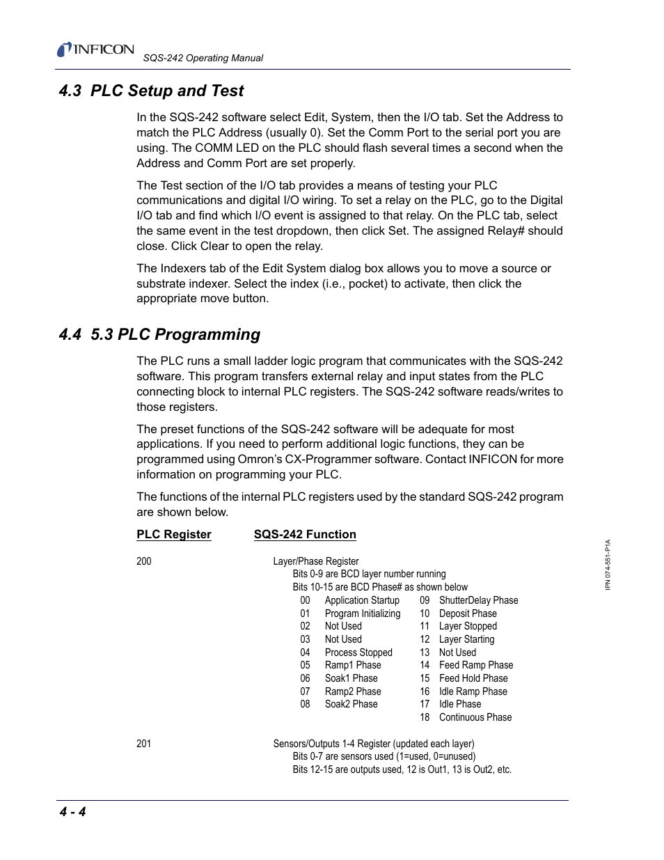 3 plc setup and test, 4 5.3 plc programming | INFICON SQM-242 Thin Film Deposition Controller Card Software Operating Manual User Manual | Page 72 / 84