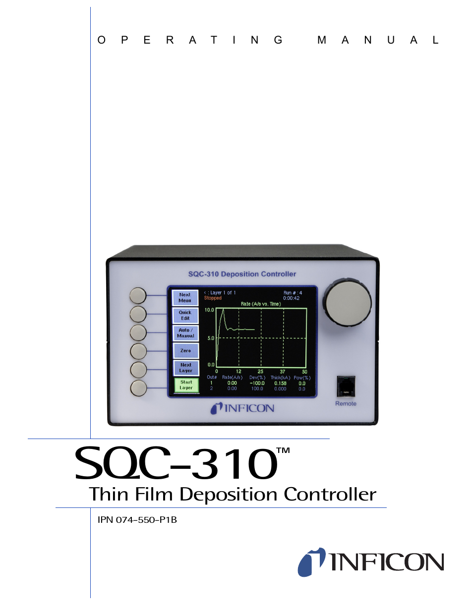 INFICON SQC-310 Thin Film Deposition Controller User Manual | 120 pages