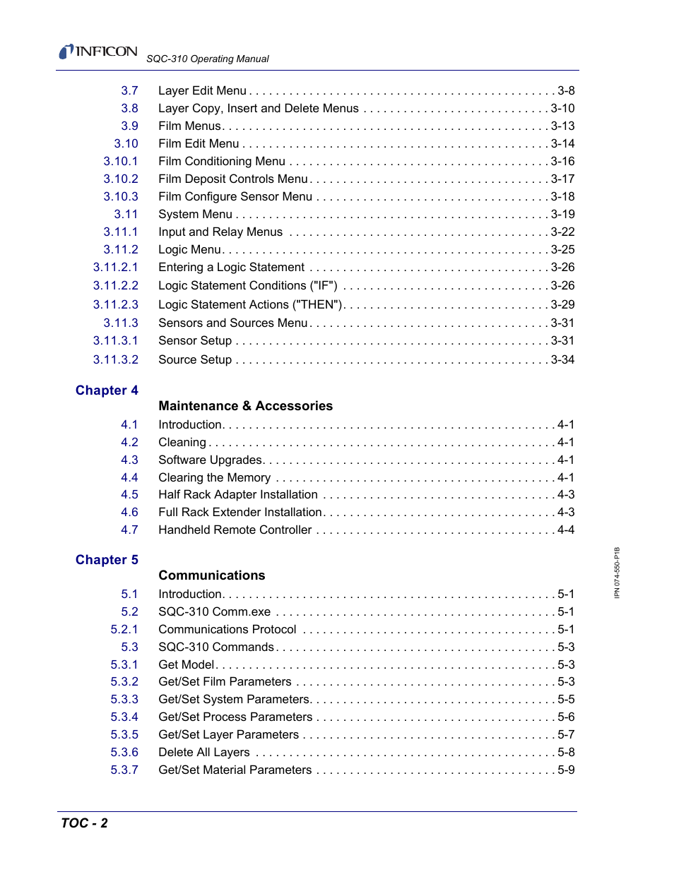 INFICON SQC-310 Thin Film Deposition Controller User Manual | Page 10 / 120
