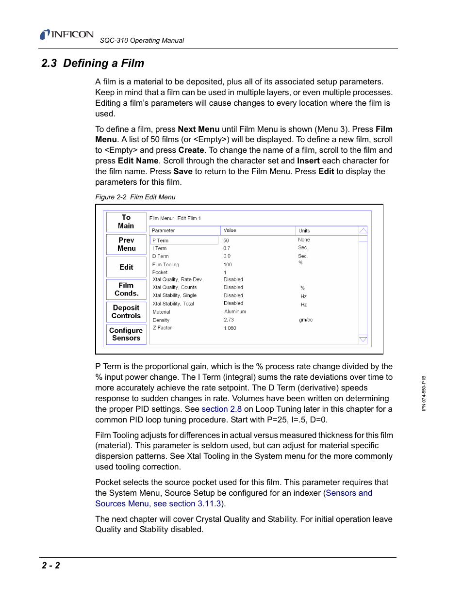 3 defining a film | INFICON SQC-310 Thin Film Deposition Controller User Manual | Page 26 / 120