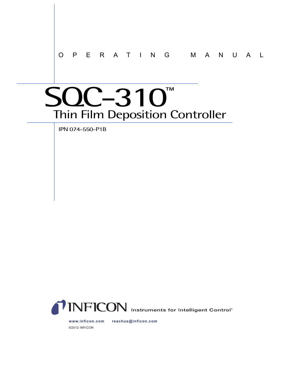 Sqc-310, Thin film deposition controller | INFICON SQC-310 Thin Film Deposition Controller User Manual | Page 3 / 120