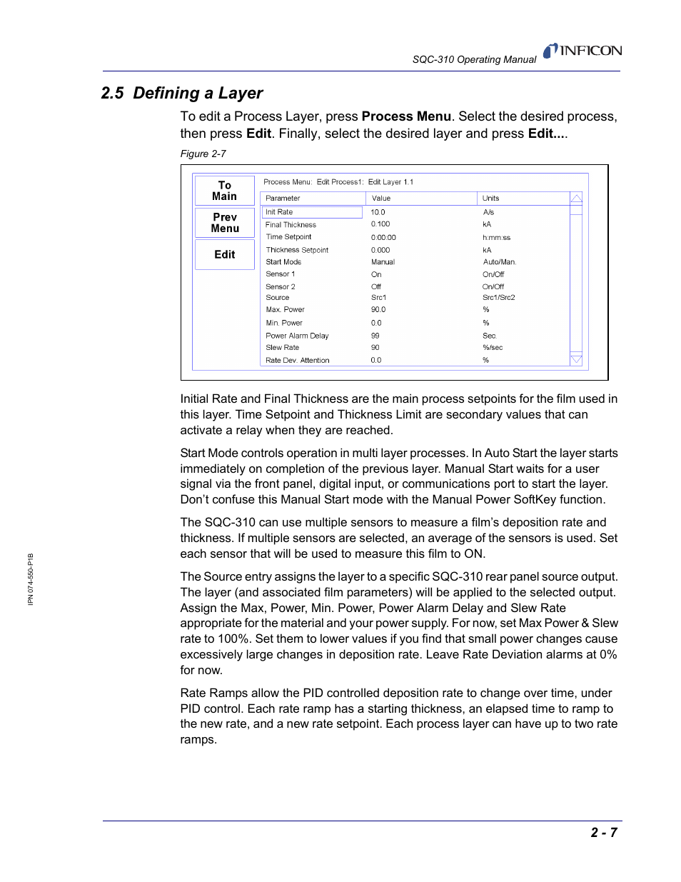 5 defining a layer | INFICON SQC-310 Thin Film Deposition Controller User Manual | Page 31 / 120