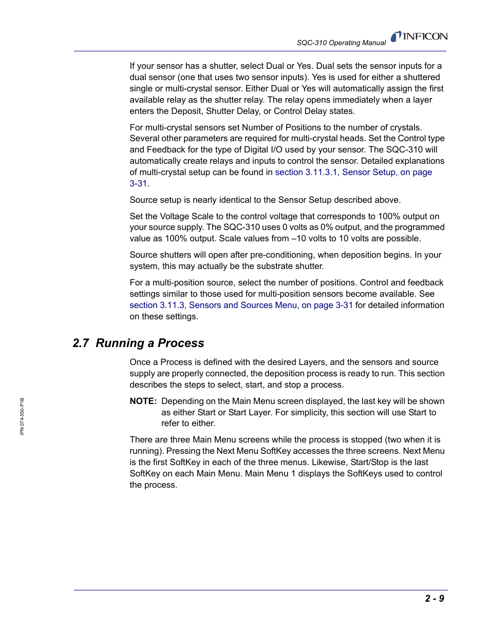 7 running a process | INFICON SQC-310 Thin Film Deposition Controller User Manual | Page 33 / 120
