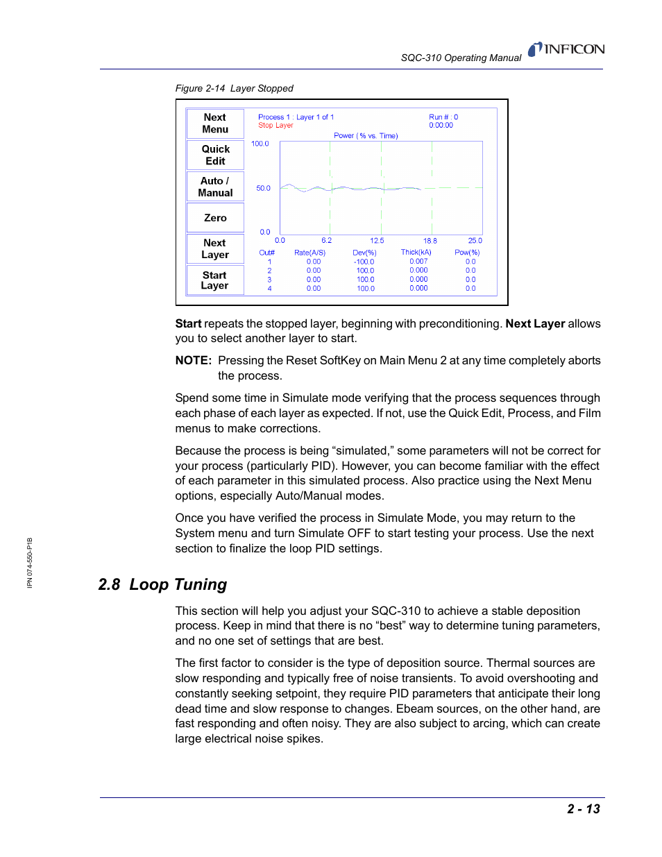 8 loop tuning, Section 2.8 | INFICON SQC-310 Thin Film Deposition Controller User Manual | Page 37 / 120