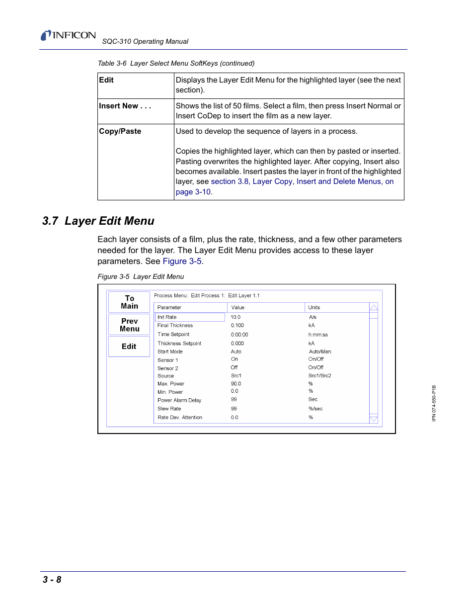 7 layer edit menu | INFICON SQC-310 Thin Film Deposition Controller User Manual | Page 50 / 120