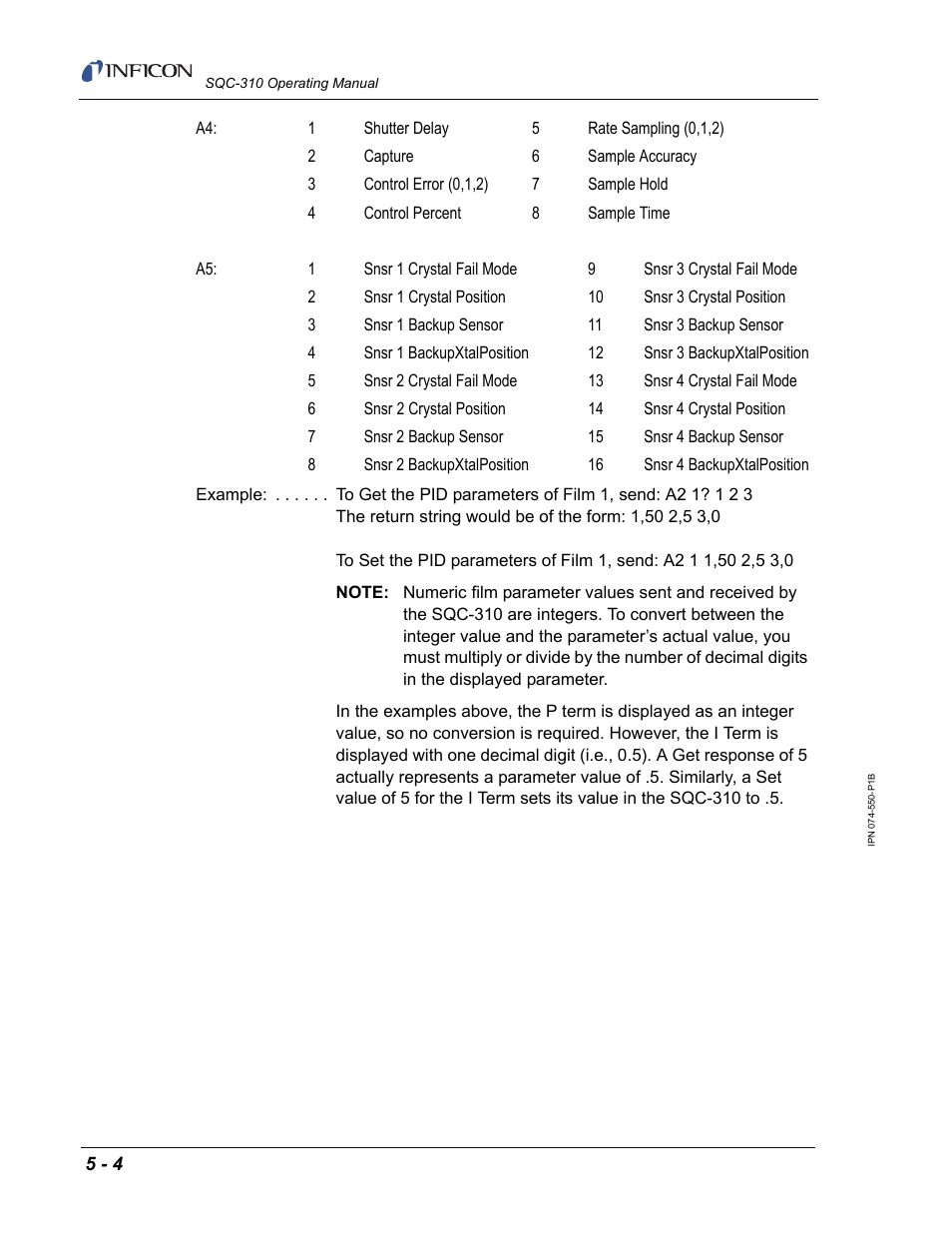 INFICON SQC-310 Thin Film Deposition Controller User Manual | Page 84 / 120