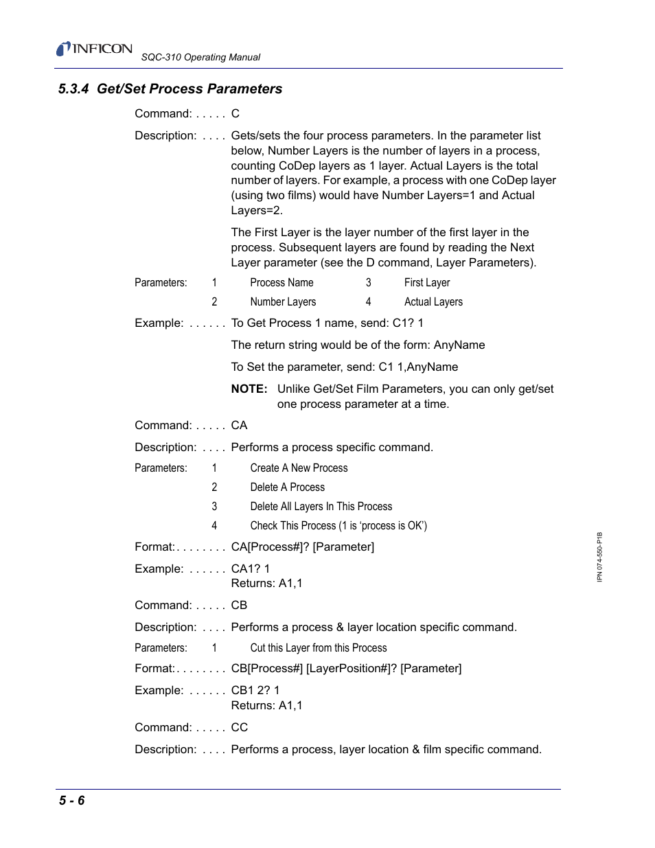 4 get/set process parameters | INFICON SQC-310 Thin Film Deposition Controller User Manual | Page 86 / 120