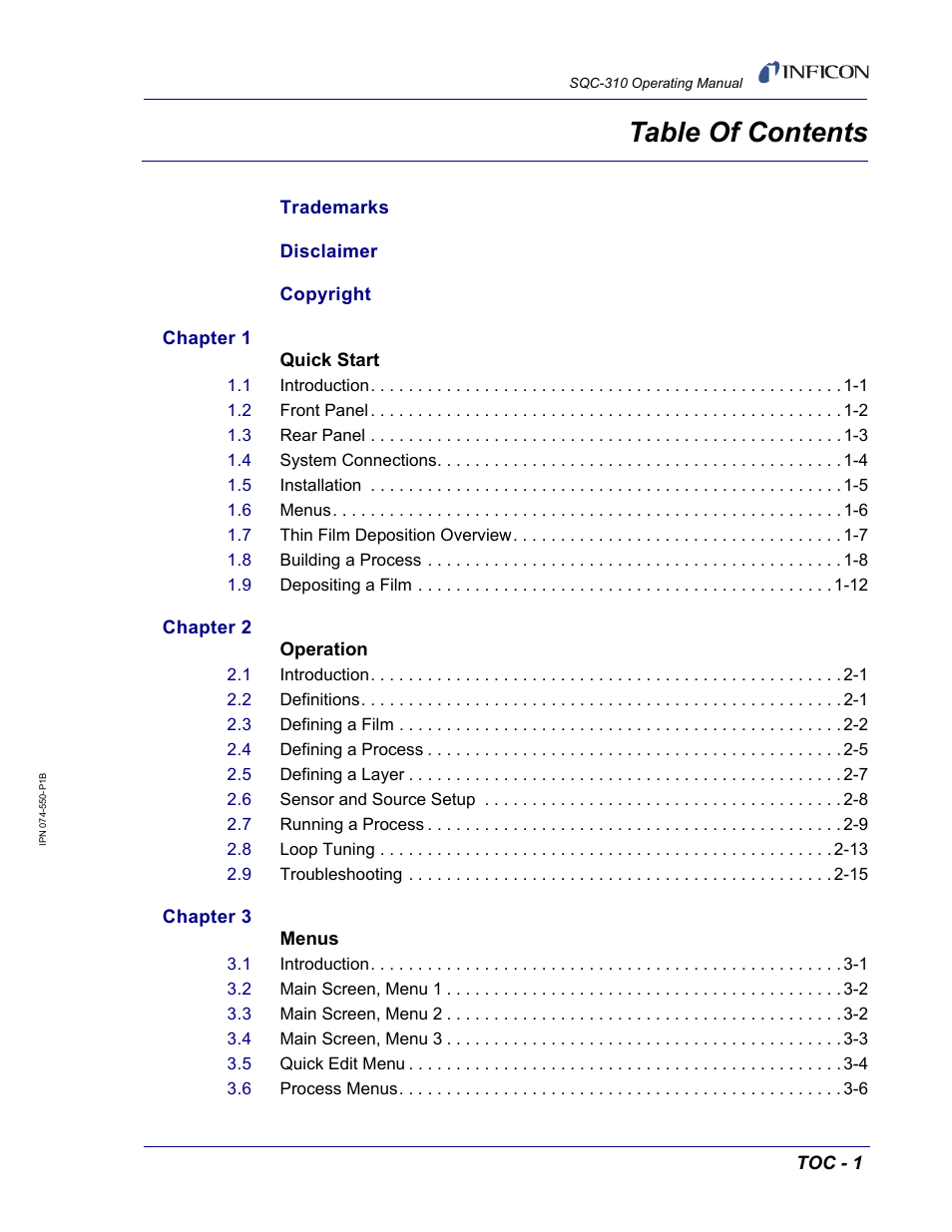 INFICON SQC-310 Thin Film Deposition Controller User Manual | Page 9 / 120