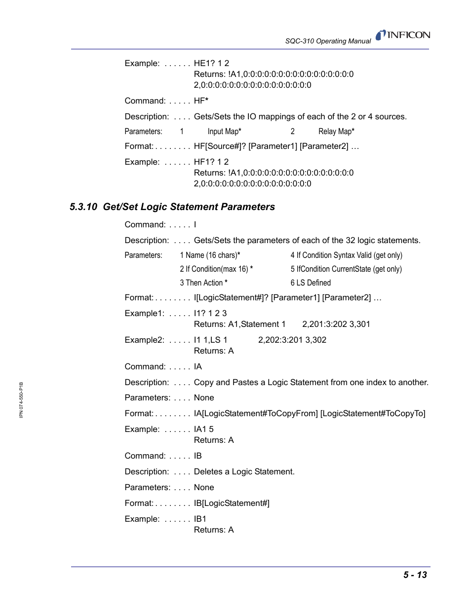 10 get/set logic statement parameters | INFICON SQC-310 Thin Film Deposition Controller User Manual | Page 93 / 120