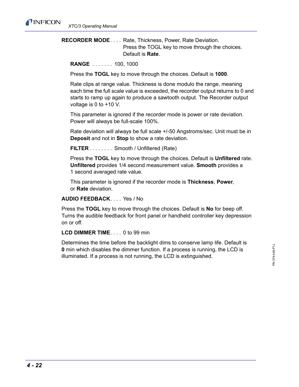 INFICON XTC/3 Thin Film Deposition Controller Operating Manual User Manual | Page 102 / 216