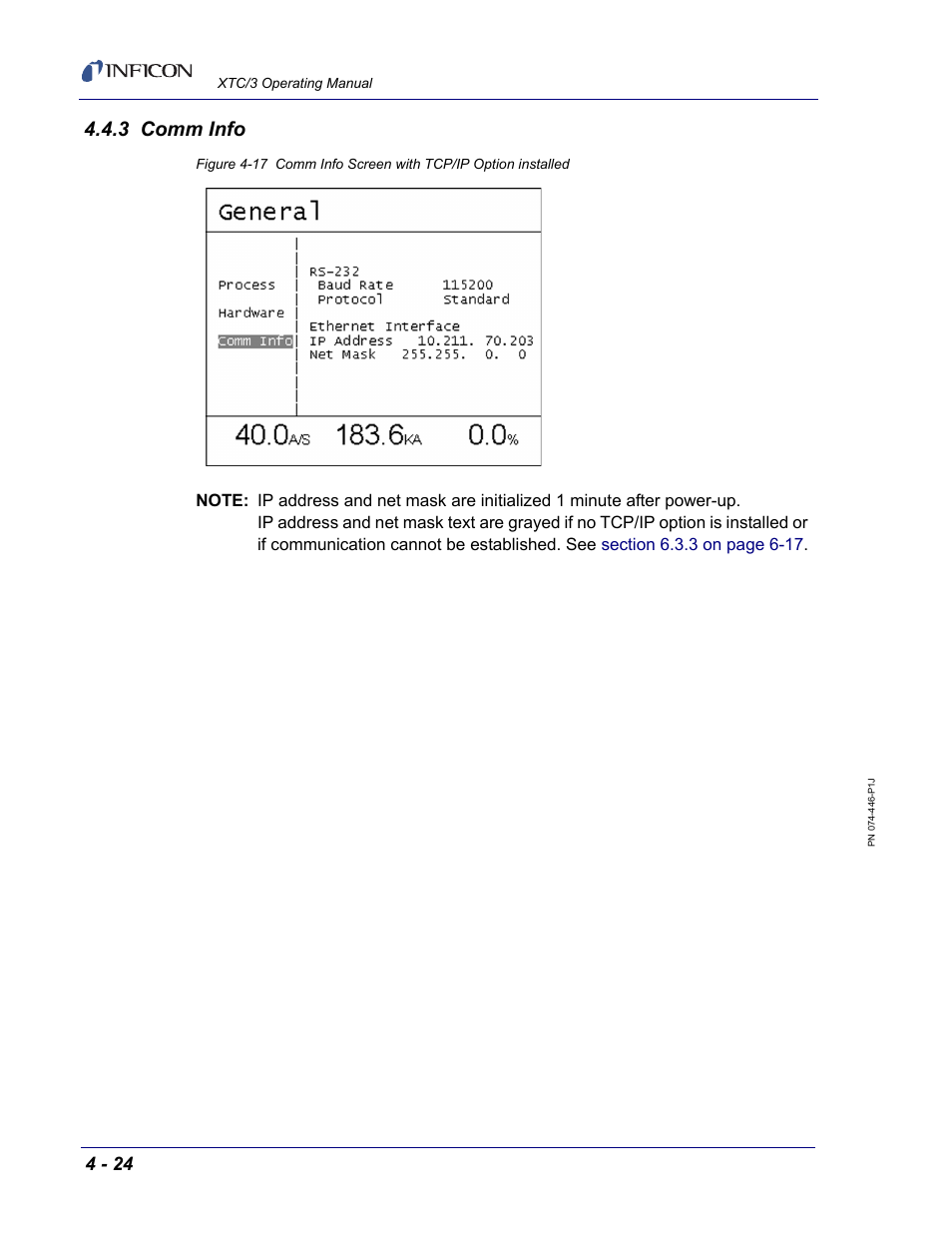 3 comm info | INFICON XTC/3 Thin Film Deposition Controller Operating Manual User Manual | Page 104 / 216