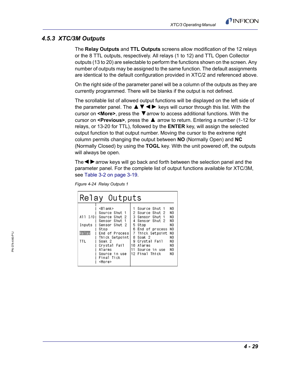 3 xtc/3m outputs, Section | INFICON XTC/3 Thin Film Deposition Controller Operating Manual User Manual | Page 109 / 216