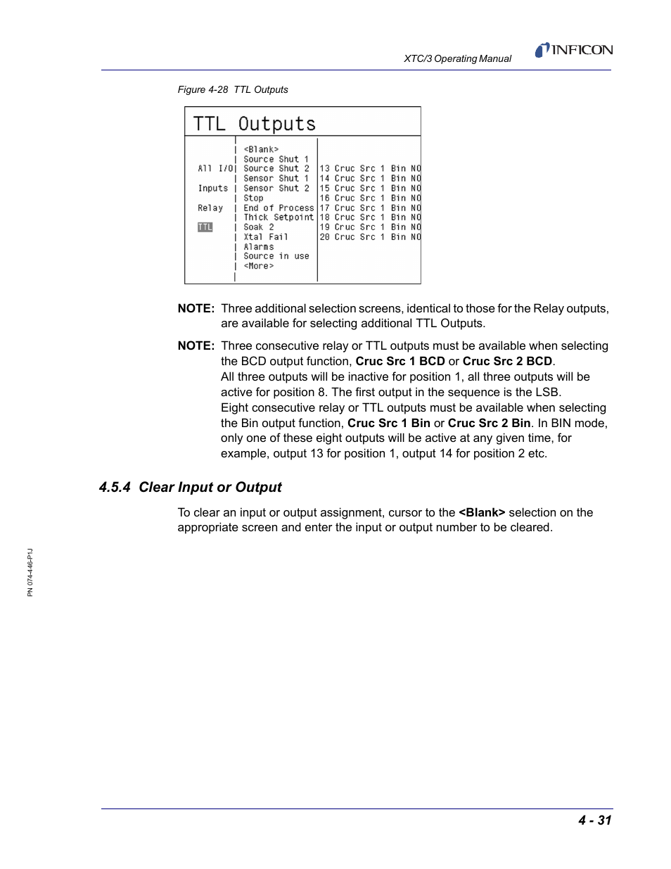 4 clear input or output | INFICON XTC/3 Thin Film Deposition Controller Operating Manual User Manual | Page 111 / 216