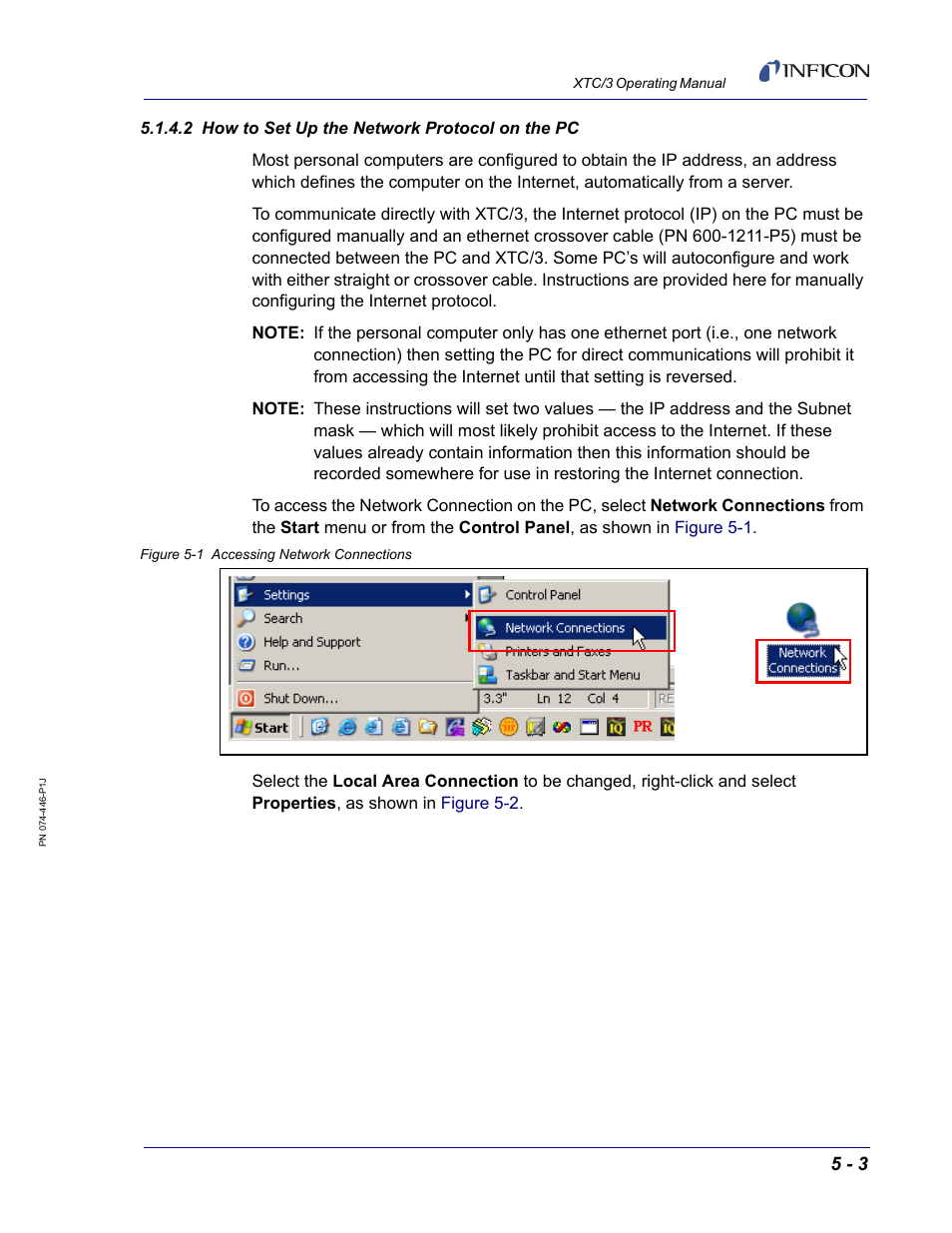 2 how to set up the network protocol on the pc | INFICON XTC/3 Thin Film Deposition Controller Operating Manual User Manual | Page 115 / 216