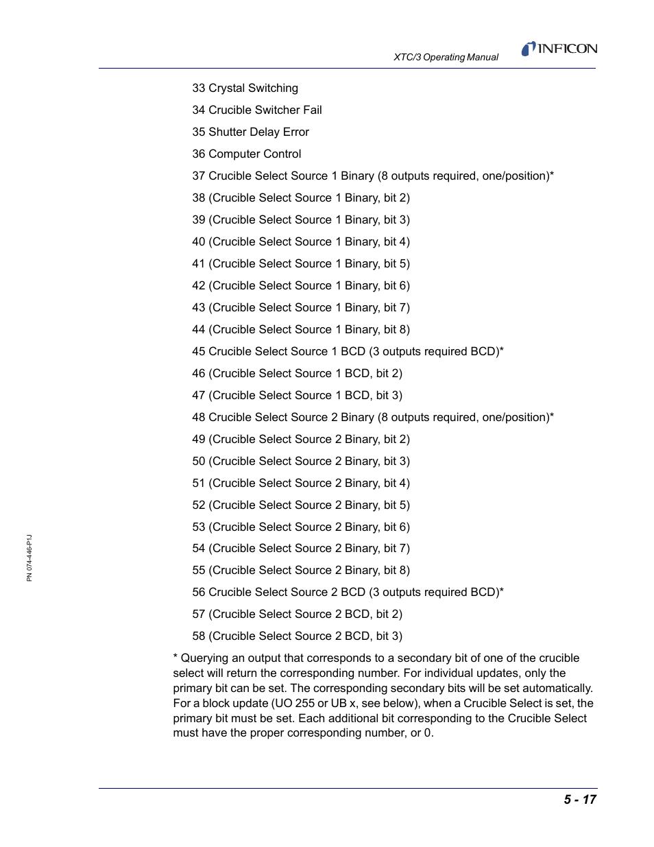 INFICON XTC/3 Thin Film Deposition Controller Operating Manual User Manual | Page 129 / 216