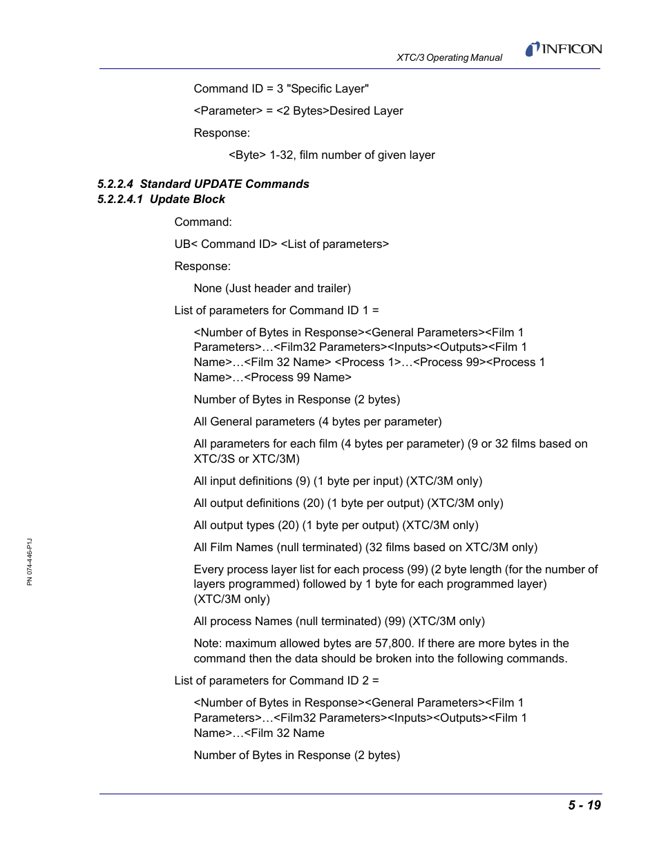 4 standard update commands, 1 update block | INFICON XTC/3 Thin Film Deposition Controller Operating Manual User Manual | Page 131 / 216
