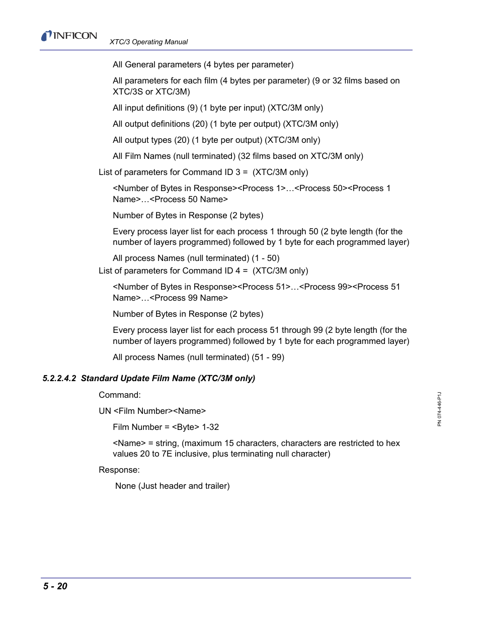 2 standard update film name (xtc/3m only) | INFICON XTC/3 Thin Film Deposition Controller Operating Manual User Manual | Page 132 / 216