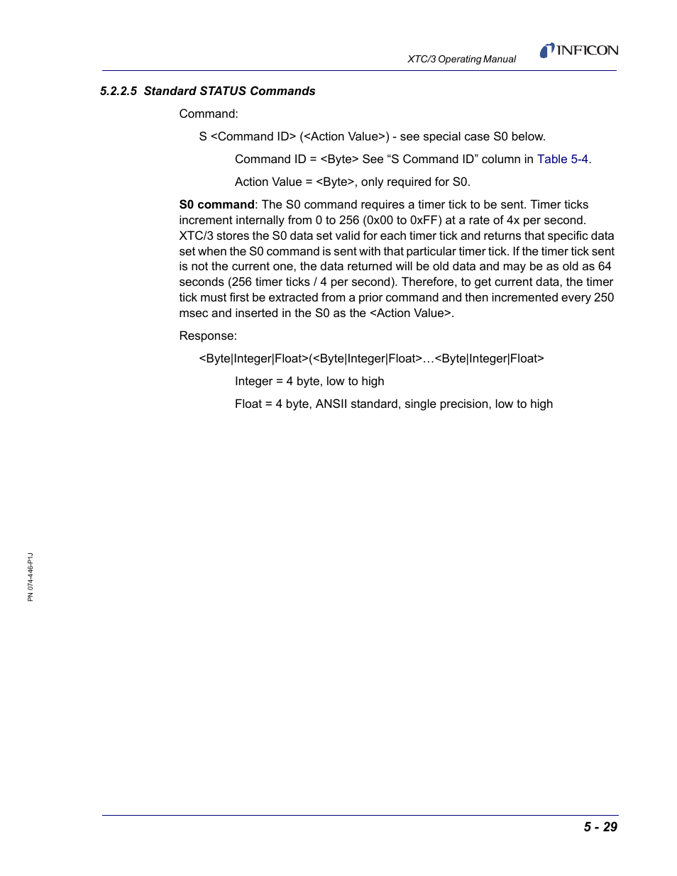 5 standard status commands | INFICON XTC/3 Thin Film Deposition Controller Operating Manual User Manual | Page 141 / 216