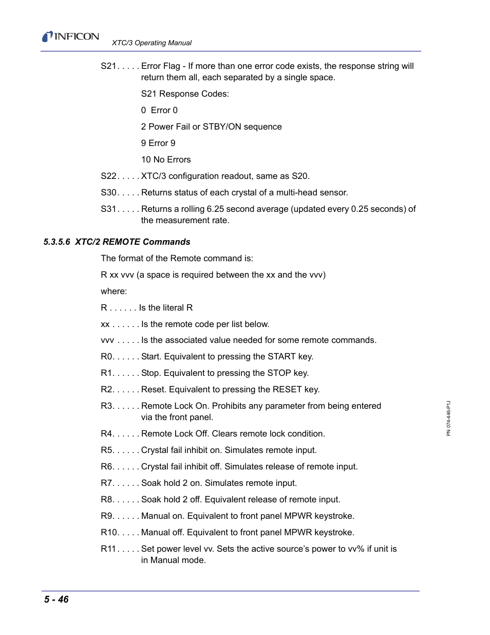 6 xtc/2 remote commands | INFICON XTC/3 Thin Film Deposition Controller Operating Manual User Manual | Page 158 / 216