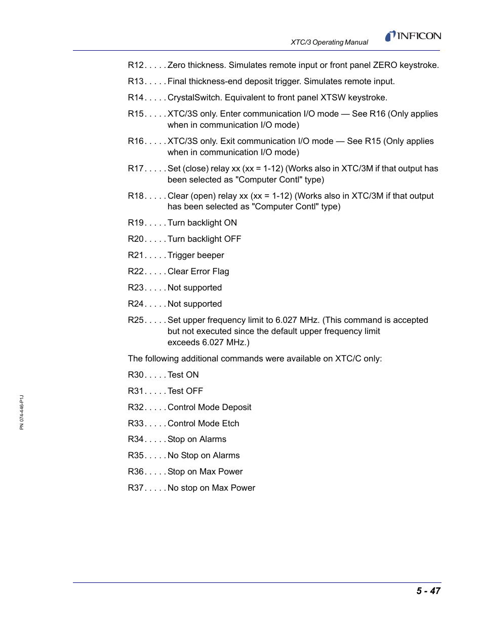 INFICON XTC/3 Thin Film Deposition Controller Operating Manual User Manual | Page 159 / 216