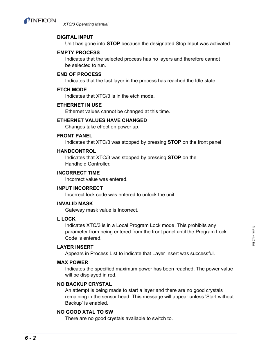 INFICON XTC/3 Thin Film Deposition Controller Operating Manual User Manual | Page 164 / 216