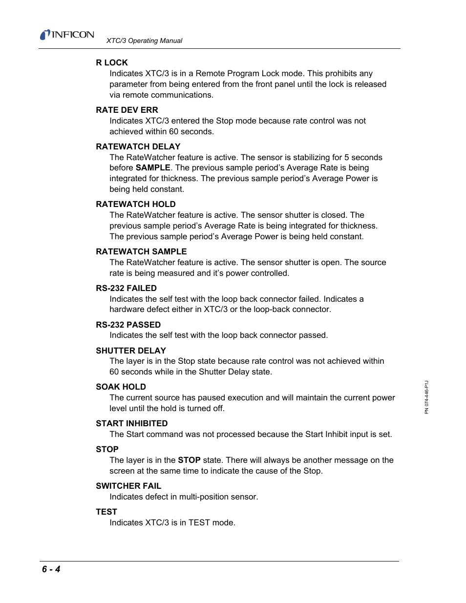 INFICON XTC/3 Thin Film Deposition Controller Operating Manual User Manual | Page 166 / 216