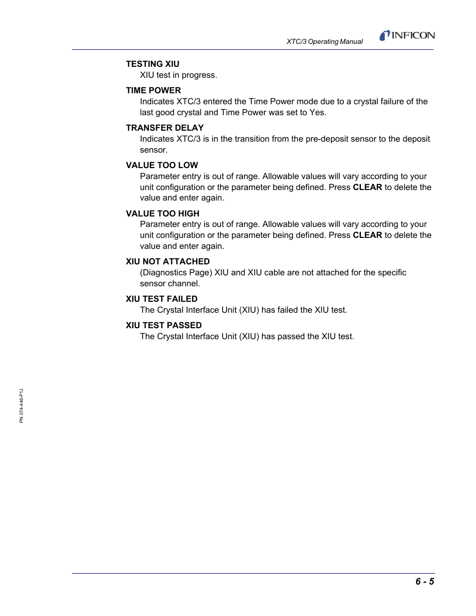 INFICON XTC/3 Thin Film Deposition Controller Operating Manual User Manual | Page 167 / 216
