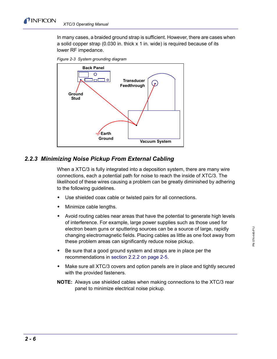 3 minimizing noise pickup from external cabling | INFICON XTC/3 Thin Film Deposition Controller Operating Manual User Manual | Page 40 / 216