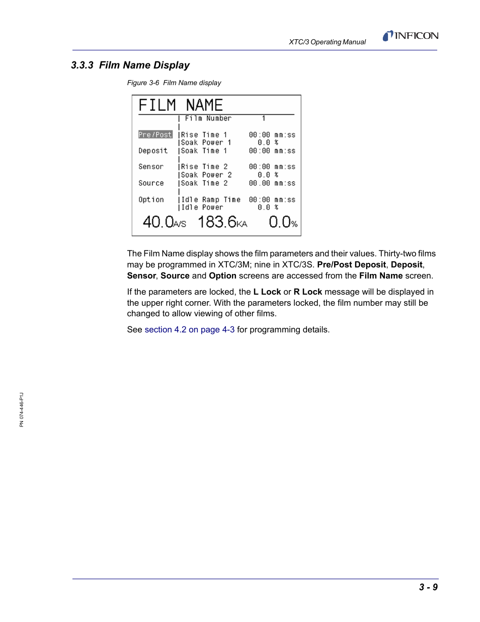 3 film name display | INFICON XTC/3 Thin Film Deposition Controller Operating Manual User Manual | Page 55 / 216