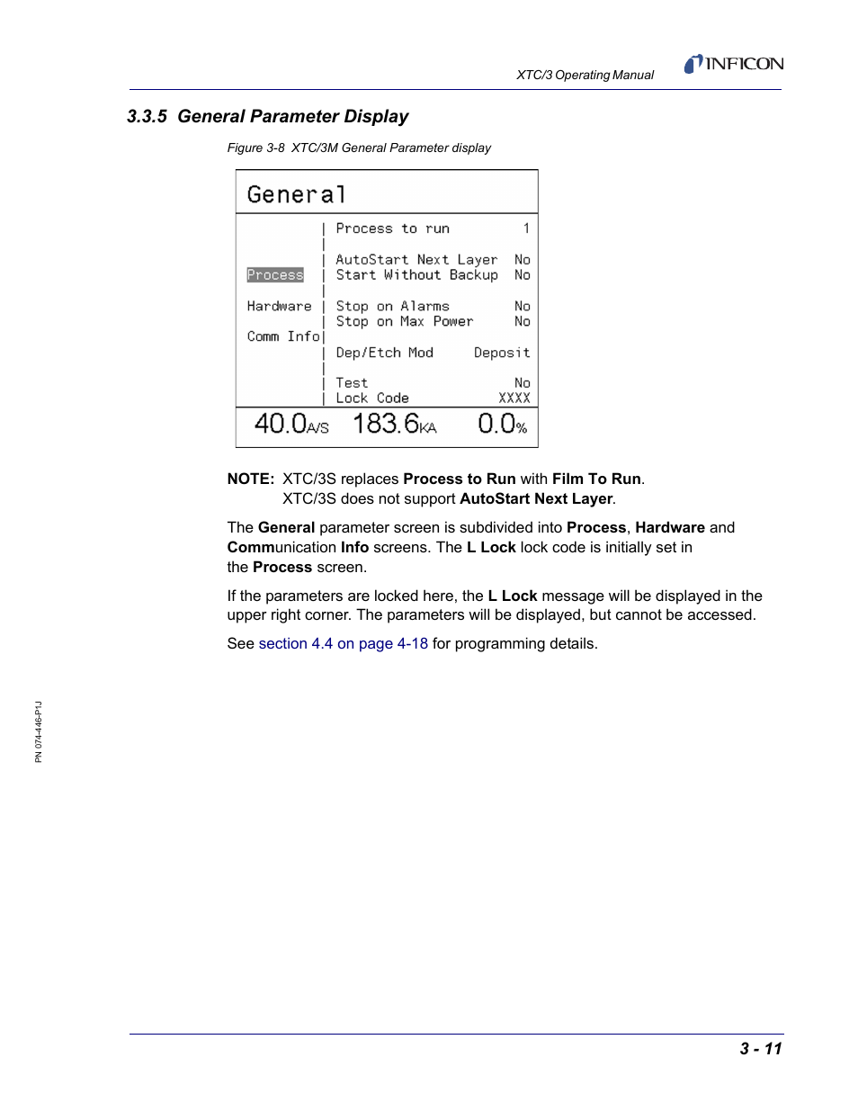 5 general parameter display | INFICON XTC/3 Thin Film Deposition Controller Operating Manual User Manual | Page 57 / 216