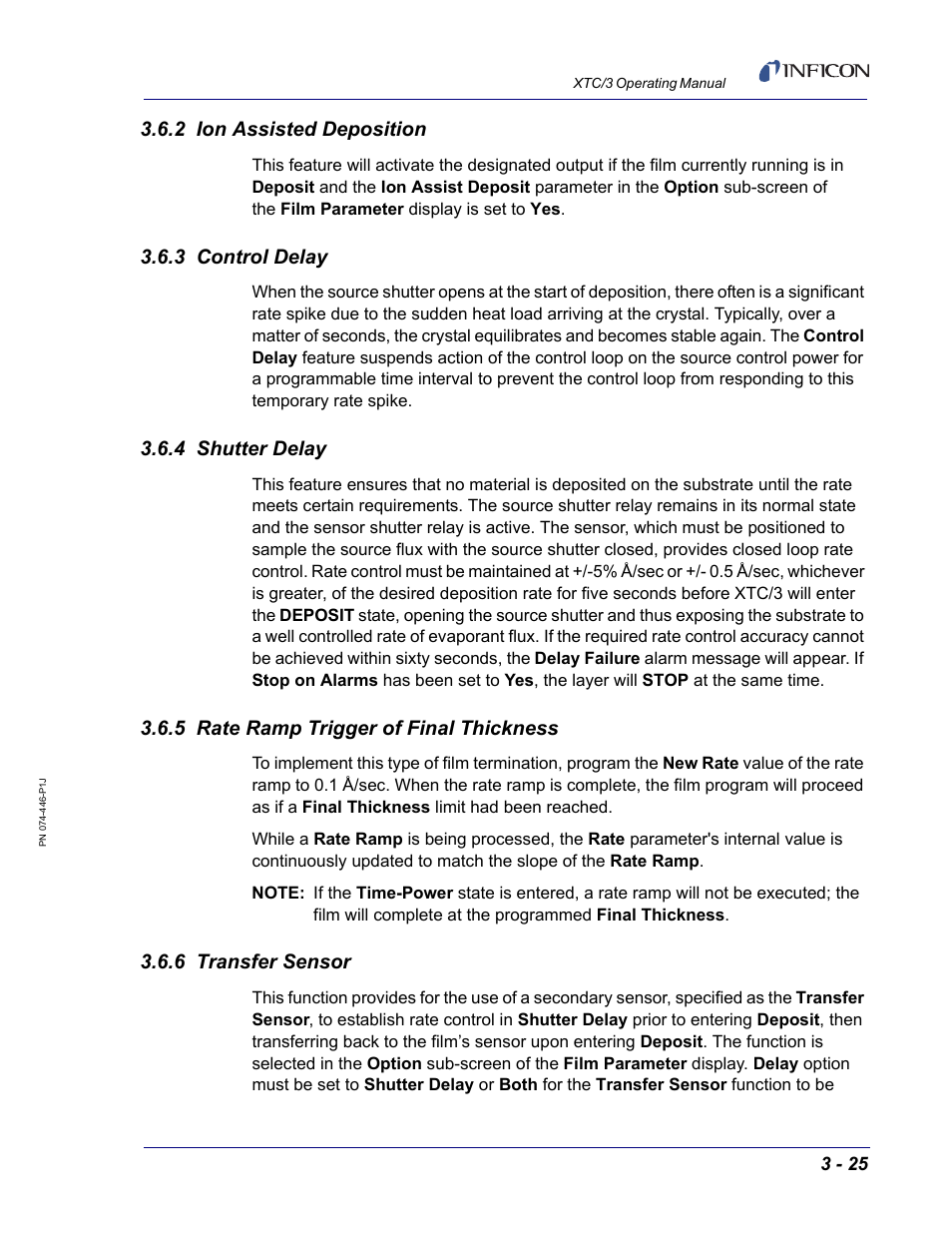 2 ion assisted deposition, 3 control delay, 4 shutter delay | 5 rate ramp trigger of final thickness, 6 transfer sensor | INFICON XTC/3 Thin Film Deposition Controller Operating Manual User Manual | Page 71 / 216