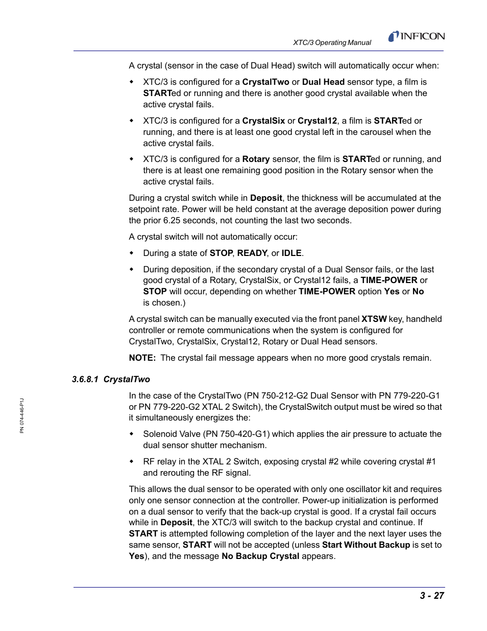 1 crystaltwo | INFICON XTC/3 Thin Film Deposition Controller Operating Manual User Manual | Page 73 / 216