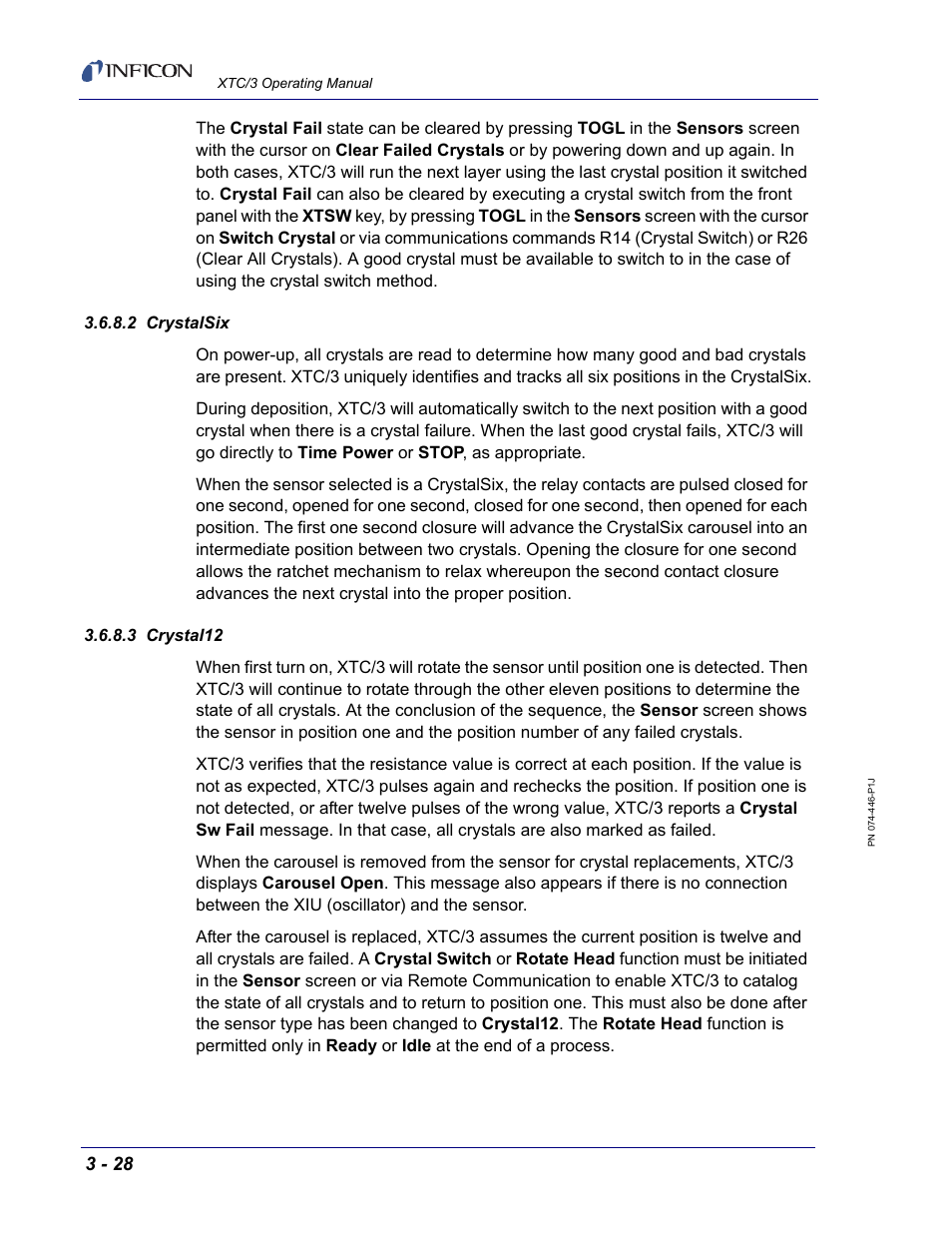 2 crystalsix, 3 crystal12 | INFICON XTC/3 Thin Film Deposition Controller Operating Manual User Manual | Page 74 / 216