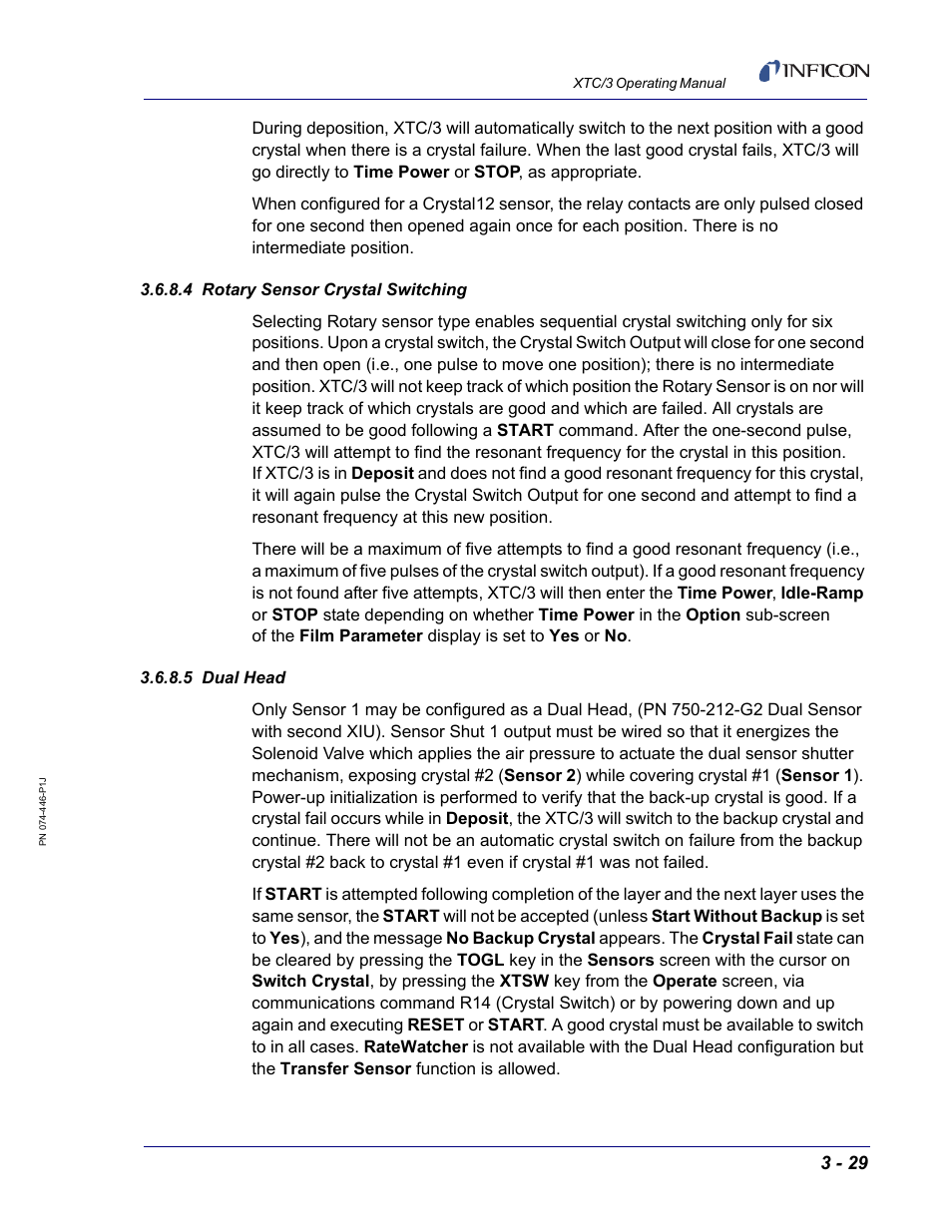 4 rotary sensor crystal switching, 5 dual head | INFICON XTC/3 Thin Film Deposition Controller Operating Manual User Manual | Page 75 / 216