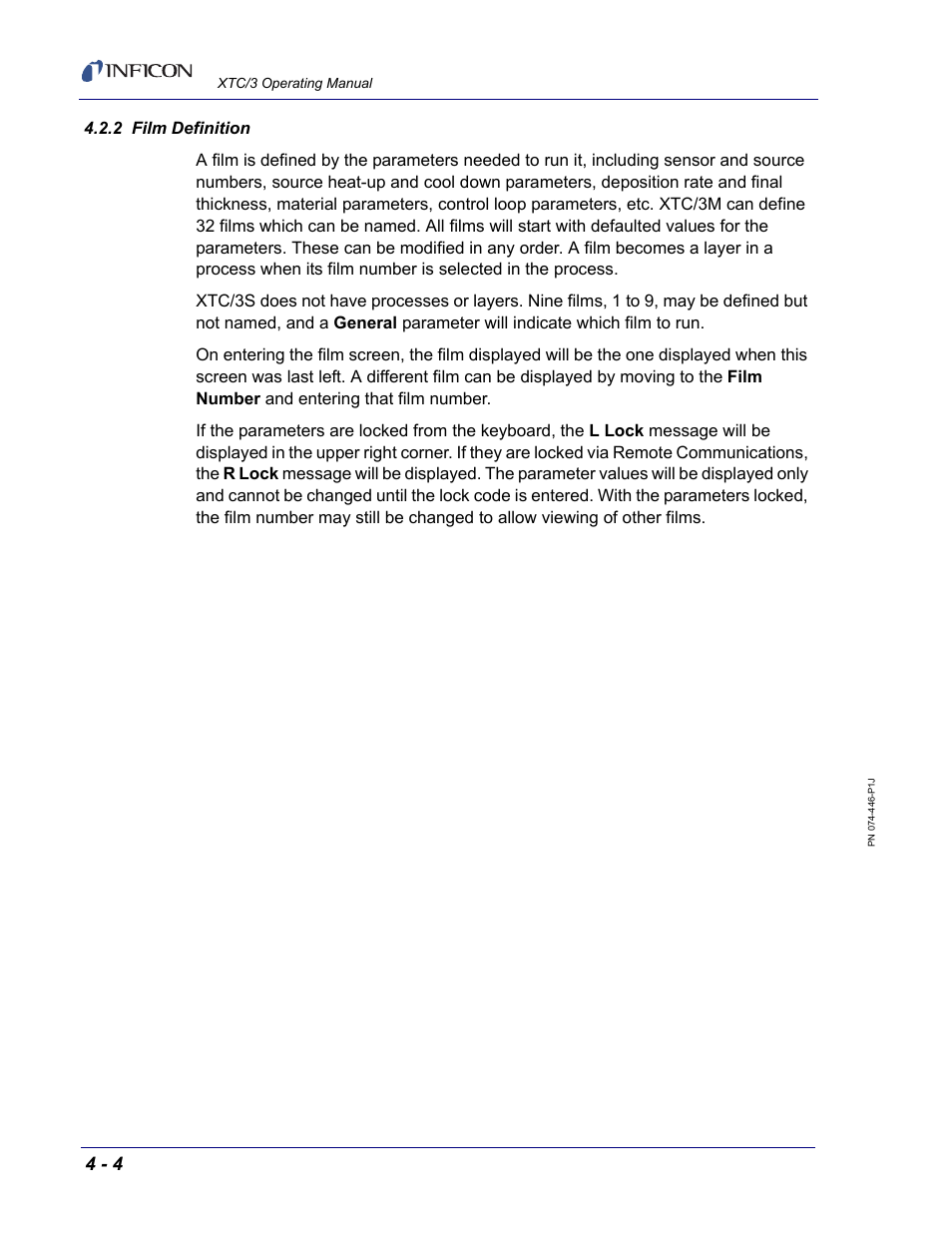 2 film definition | INFICON XTC/3 Thin Film Deposition Controller Operating Manual User Manual | Page 84 / 216