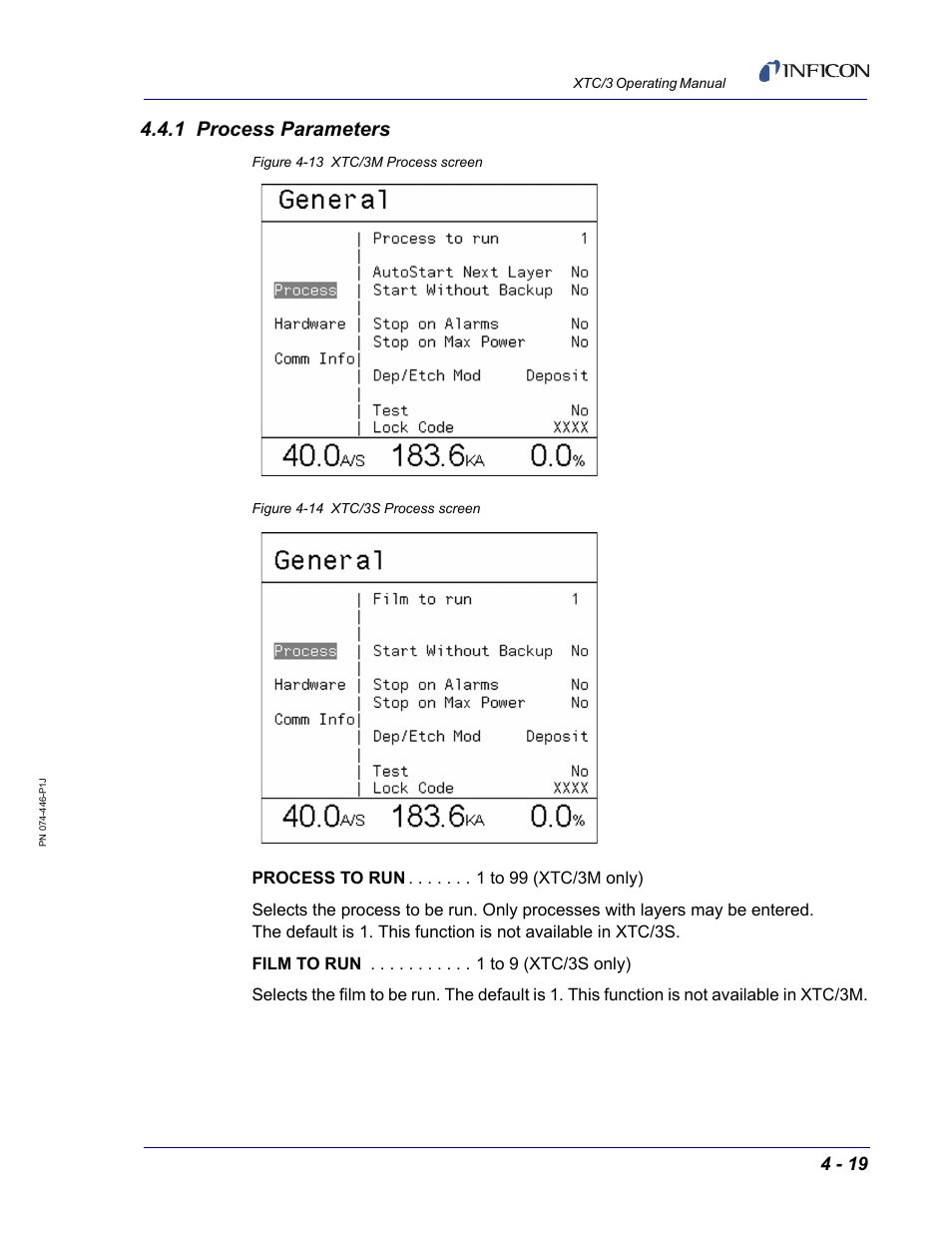 1 process parameters | INFICON XTC/3 Thin Film Deposition Controller Operating Manual User Manual | Page 99 / 216
