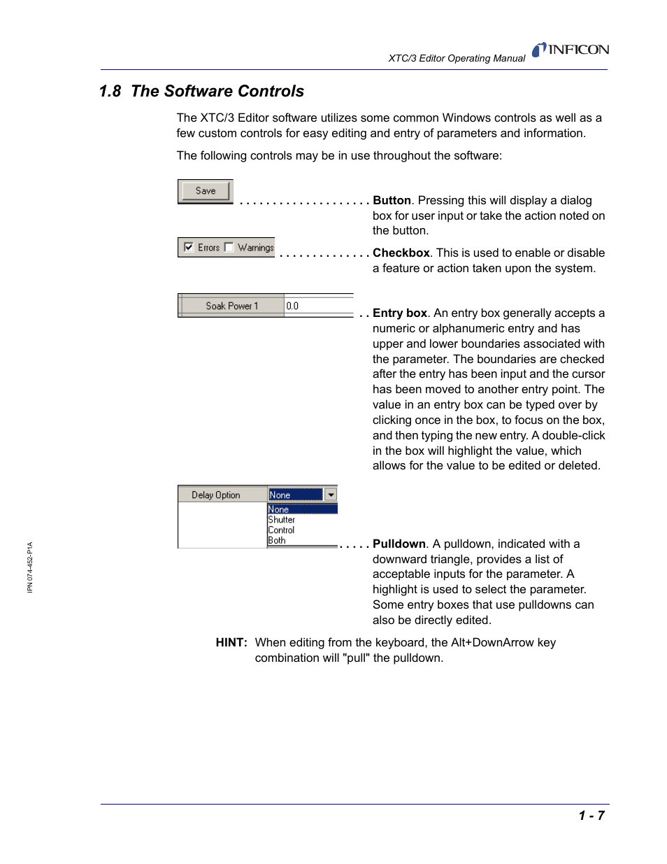 8 the software controls | INFICON XTC/3 Thin Film Deposition Controller Software Editor Operating Manual User Manual | Page 19 / 80