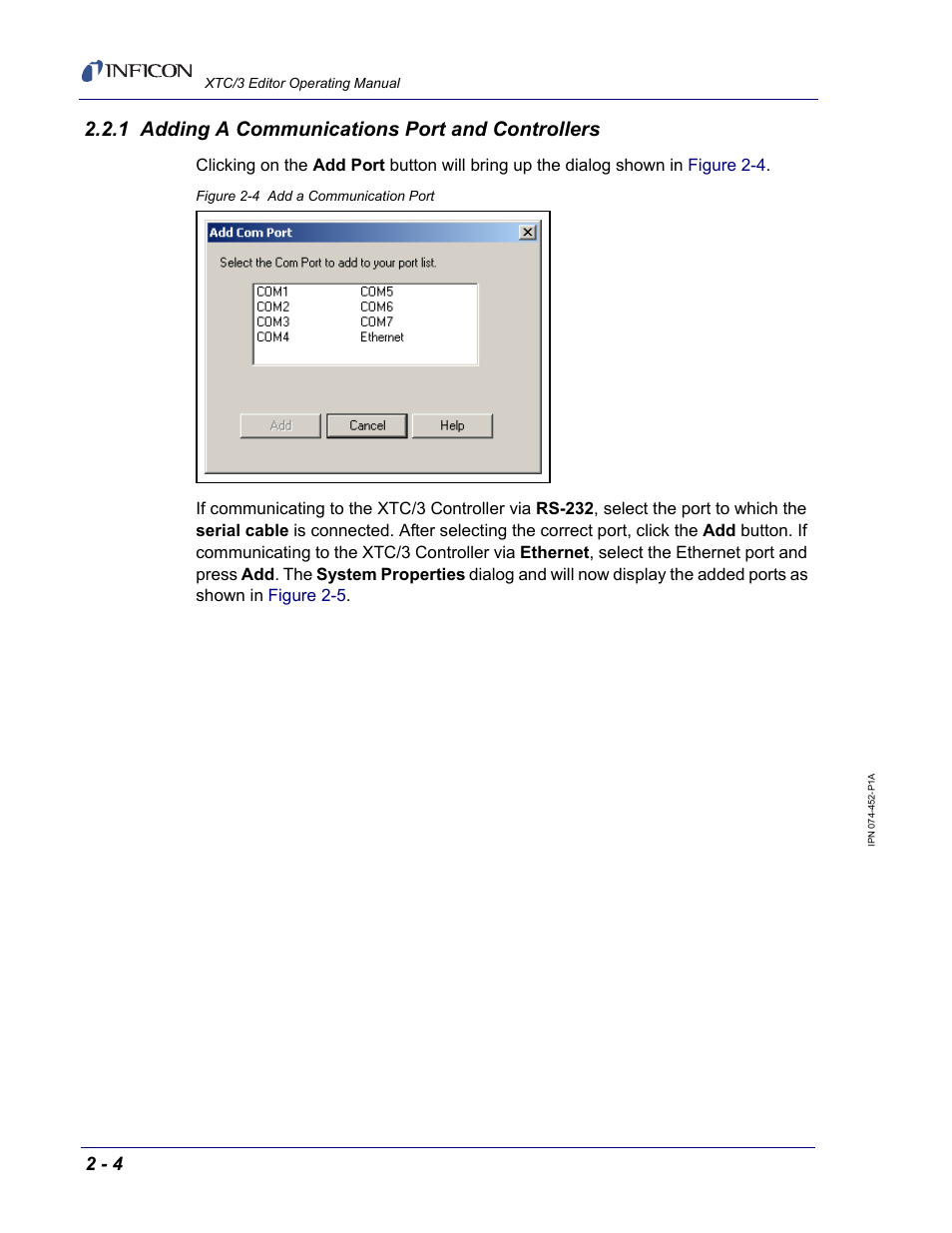 1 adding a communications port and controllers | INFICON XTC/3 Thin Film Deposition Controller Software Editor Operating Manual User Manual | Page 28 / 80