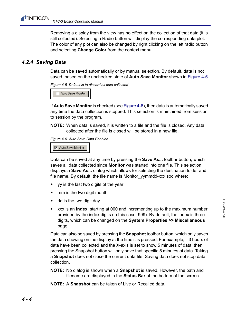 4 saving data | INFICON XTC/3 Thin Film Deposition Controller Software Editor Operating Manual User Manual | Page 66 / 80