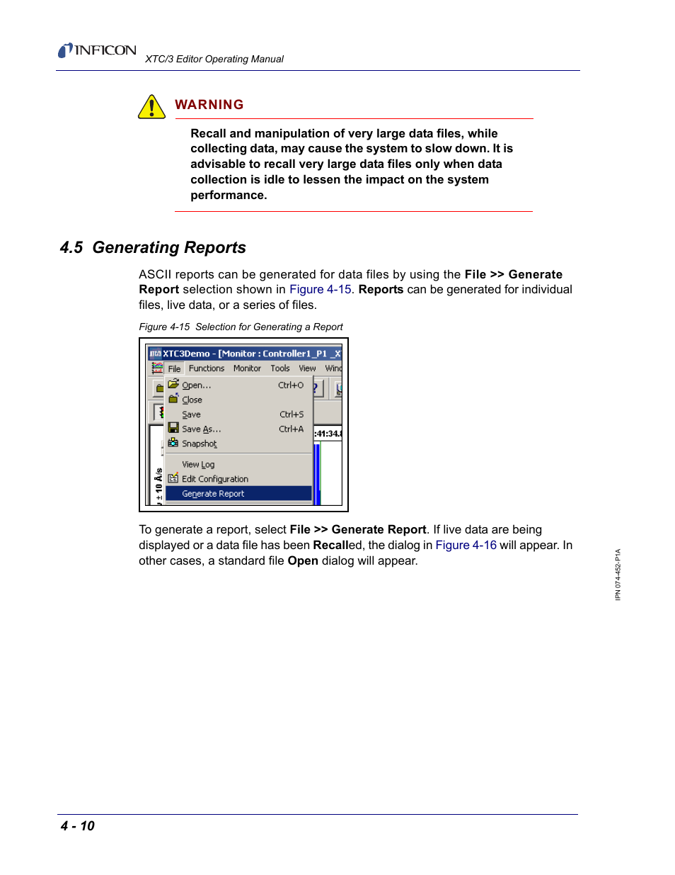 5 generating reports | INFICON XTC/3 Thin Film Deposition Controller Software Editor Operating Manual User Manual | Page 72 / 80