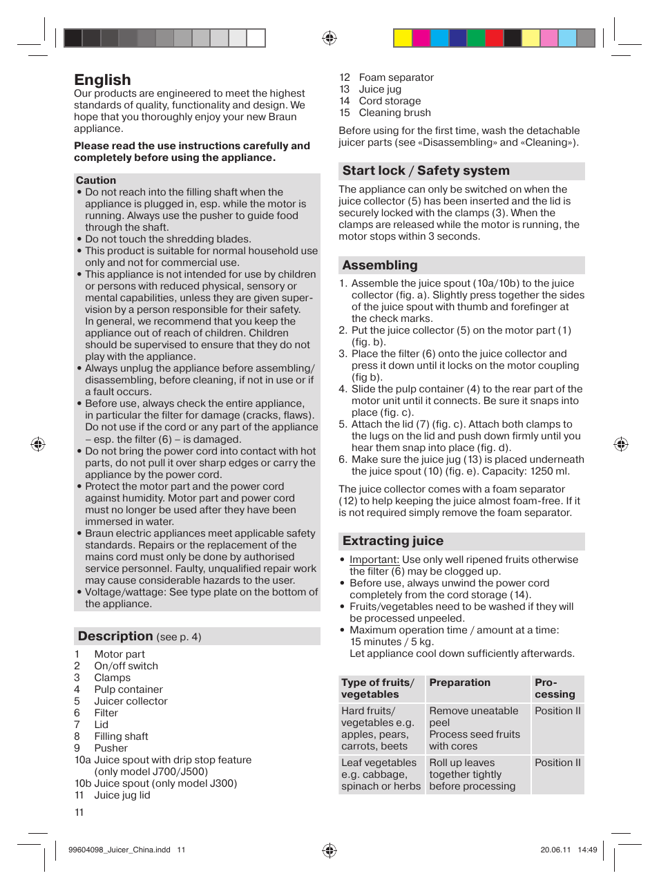 English | Braun Multiquick J700 User Manual | Page 11 / 12