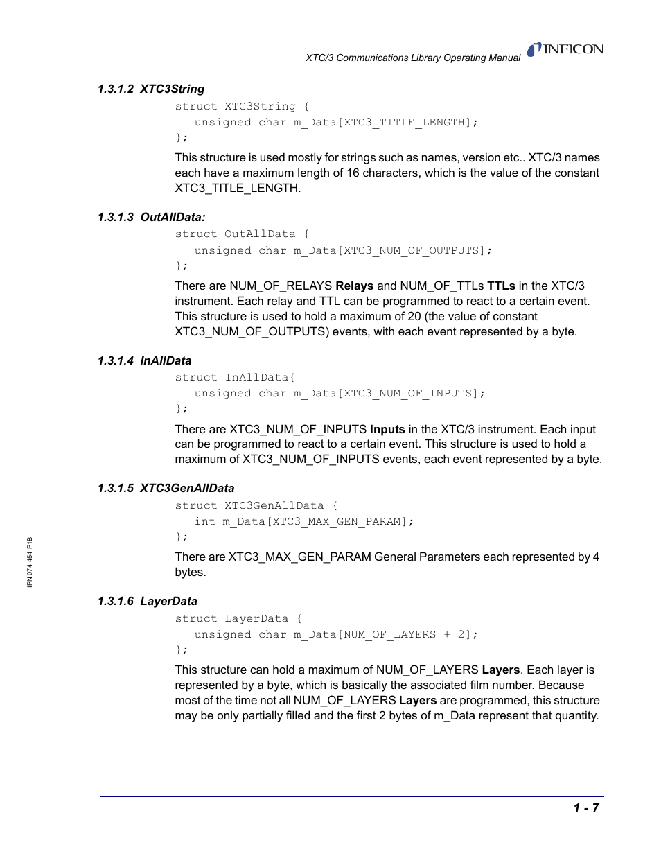2 xtc3string, 3 outalldata, 4 inalldata | 5 xtc3genalldata, 6 layerdata | INFICON XTC/3 Thin Film Deposition Controller Communications Library Operating Manual User Manual | Page 21 / 84