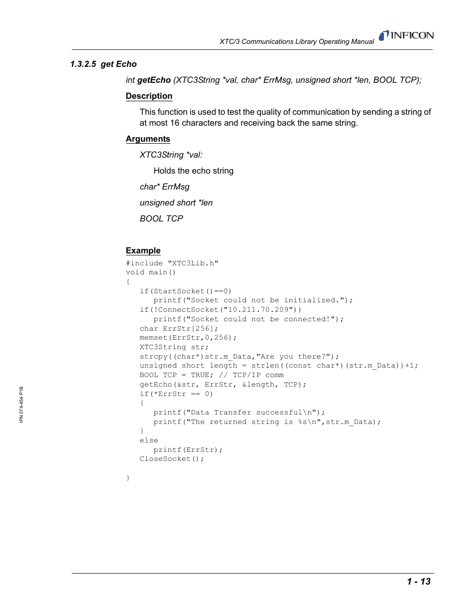 5 get echo | INFICON XTC/3 Thin Film Deposition Controller Communications Library Operating Manual User Manual | Page 27 / 84