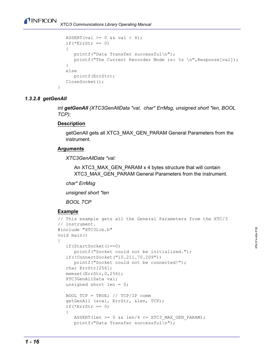 8 getgenall | INFICON XTC/3 Thin Film Deposition Controller Communications Library Operating Manual User Manual | Page 30 / 84